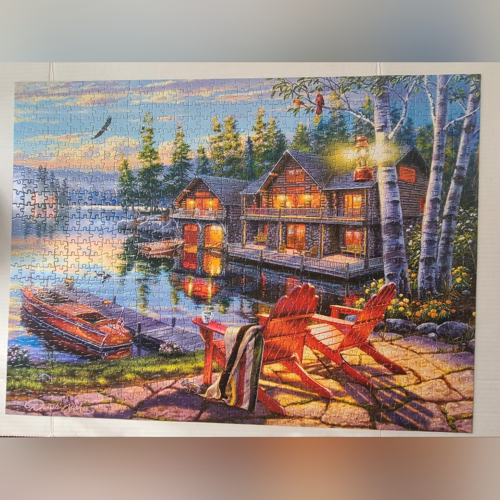 Buffalo Loon Lake 1000 pieces Puzzle w/Poster #91210 - Picture 3 of 4
